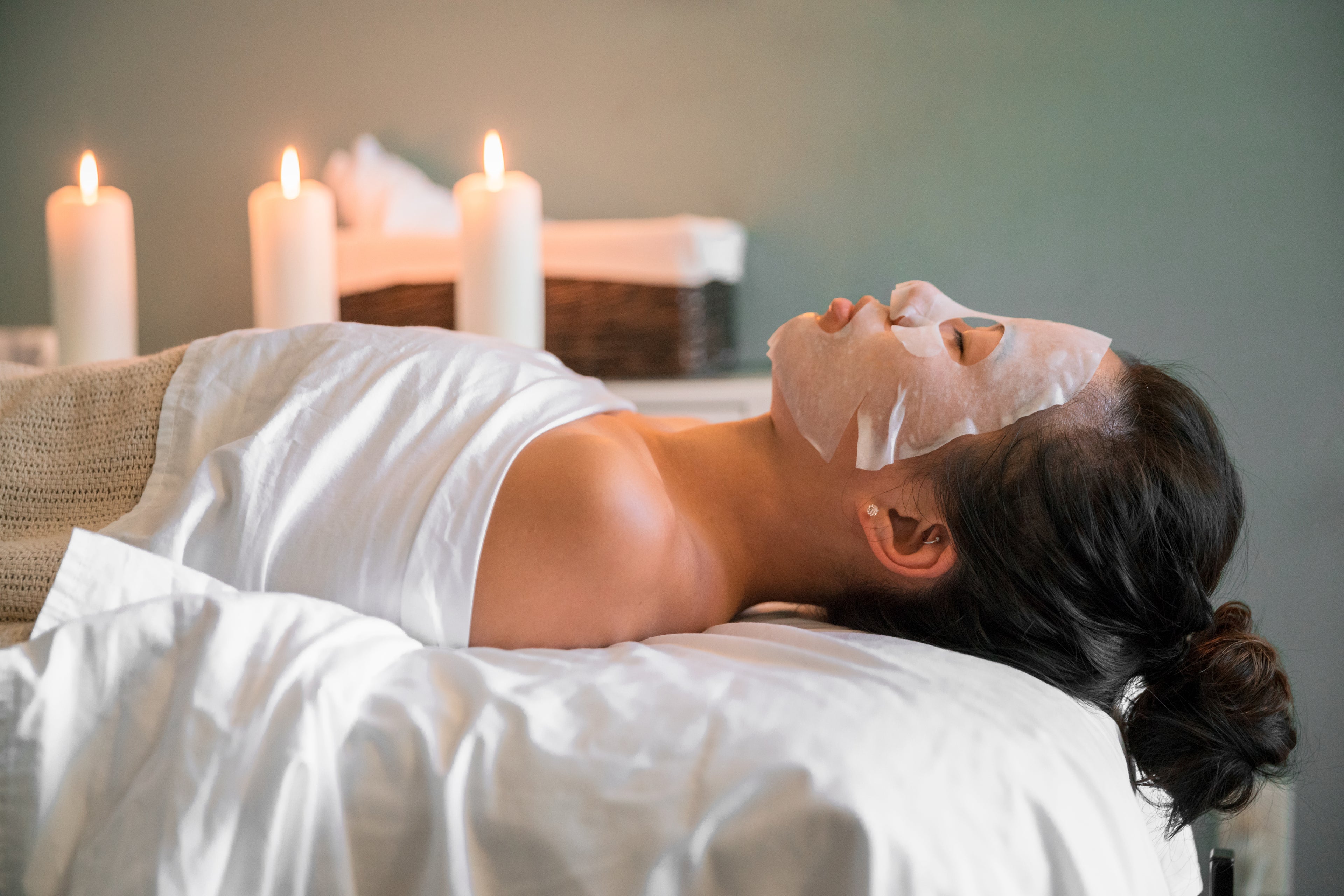 Woman at spa getting facial in Walnut California